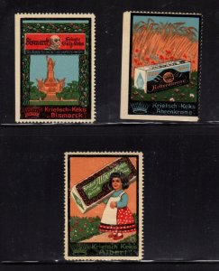 German Advertising Stamps - Krietsch Keks (Biscuit) Company, 3 Varieties - NG