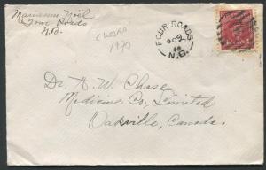 NEW BRUNSWICK SPLIT RING TOWN CANCEL COVER FOUR ROADS