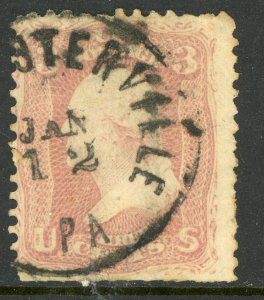 USA 1861 Washington 3¢ Rose Scott #65 VFU G194