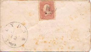 United States Iowa Lyons c1865 serifed cds, grid  1839-1913  3c Washington 18...