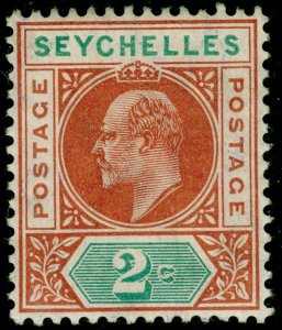 SEYCHELLES SG60, 2c chestnut & green, LH MINT. WMK MULT CA 