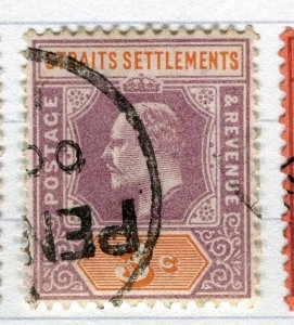 MALAYA STRAITS SETTLEMENTS;  1902 early Ed VII issue fine used 3c. value