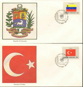 United Nations First Day Covers (13), Flags of Various Nations