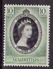 Mauritius-Sc#250- id15-unused hinged QEII Coronation set-1953-an