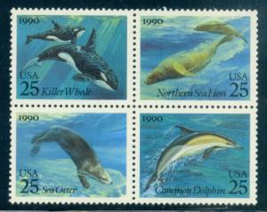 2508-2511 25c Creatures of the Sea Fine MNH