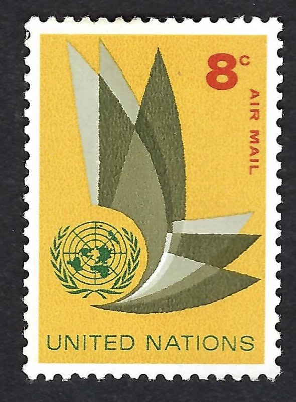 United Nations #C9 8¢ Airmail (1963). NG