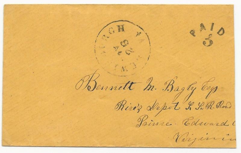 CSA Cover Lewisburg, VA Handstamp Paid 5 Nov 26, 1861 Bagby-Smithee Correspond.