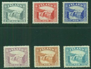 ICELAND #170-5 (194-9) Complete Waterfall set, og, NH, VF, Scott $460.00