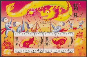 Christmas Island 1996 used Sc #377b Sheet of 2 Year of the Rat