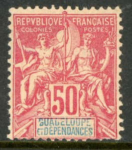 Guadeloupe 1892 French Colony 50¢ Carmine Commerce & Navigation SG #45 Mint D939