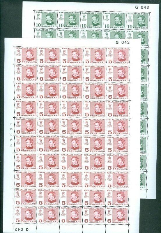 Greenland. 10 Full Sheet MNH.1973.#G 043/2 Sheet.1978 #G 042/8 Sheet.Queen Marg.