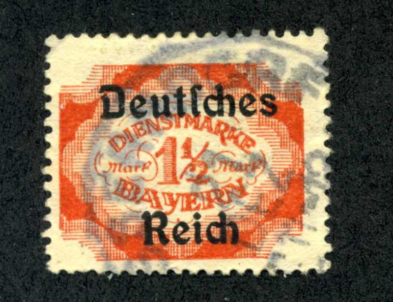 Bavaria  O66  1 1/2  Mk.  - Overprint - Used - CV $2.00