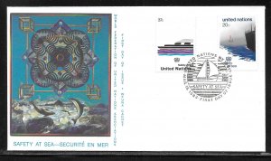 United Nations NY 394-395 Safety at Sea WFUNA Cachet FDC First Day Cover