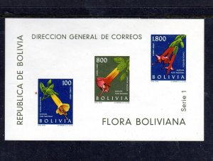 BOLIVIA #C239a 1962 FLOWERS MINT VF NH O.G S/S3 IMPERF.