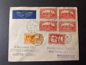 1938 Algeria Airmail Cover Brazzaville Local Use Congo French Equatorial Africa