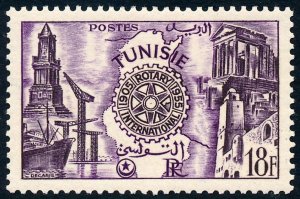 Tunisia 1955 18f. 50th Anniversary of Rotary International SG396 MH