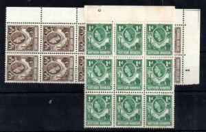 Northern Rhodesia QEII 1933 1/2d & 1d MNH blocks WS12736