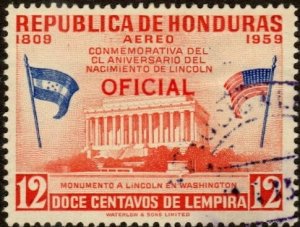 Honduras CO103 - Used - 12c Lincoln Memorial (Ovpt) (1959)