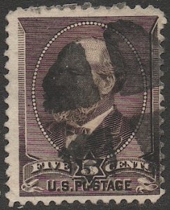 US 1882  Sc 205 5c brown Used Garfield F-VF, Wedge cancel, cv $15