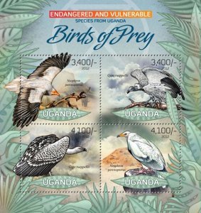 UGANDA - 2012 - Birds of Prey - Perf 4v Sheet - Mint Never Hinged