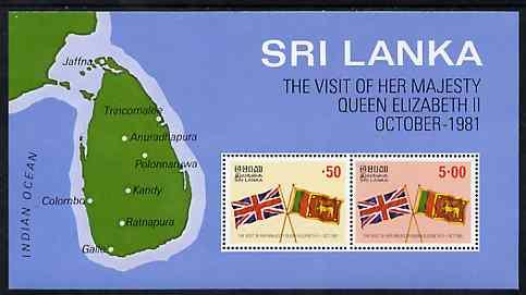 Sri Lanka 1981 Royal Visit m/sheet containing set of 2 un...