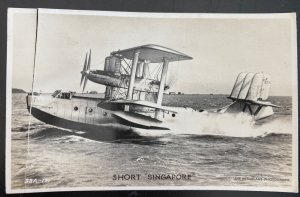 1940s England RPPC Postcard Cover To Banbury Short Singapore Sea Plane 