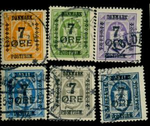 Denmark #185-87 189-91 Used F-VF Cat$246