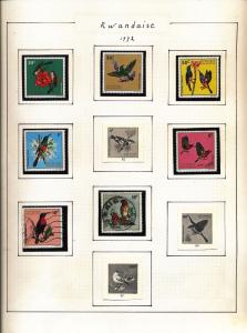 RWANDA 1967/73 Wildlife Art Birds M&U Collection Appx 70 (Au11030)