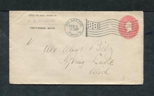 Postal History - Kalamazoo MI 1900 American Flag AMF-B14 Cancel Stationery B0672