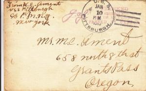 1918, USS Pittsburg, CA-4 to Grants Pass, OR, See Remark (N2849)