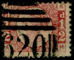 SG48, ½d rose-red PLATE 9, USED. Cat £850+ VERY RARE REVERSE SHEET FEED. AH