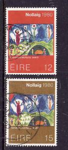 Ireland-Sc#489-90-used-Angels-Christmas-1980-