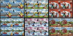 Lesotho #640-645 Disney Characters Helsinki Sights Block Collection 1988 MNH