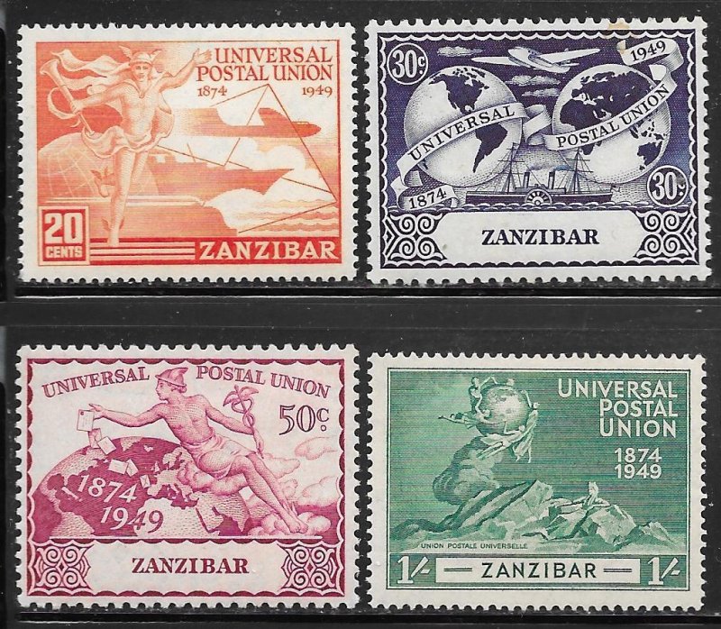 Zanzibar 226-229: 75th Anniversary of UPU, MH, F-VF