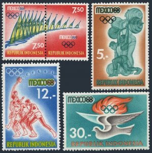Indonesia 742-745,743c, MNH. Mi 618-622, Bl.12. Olympics Mexico-1968. Sport,Dove