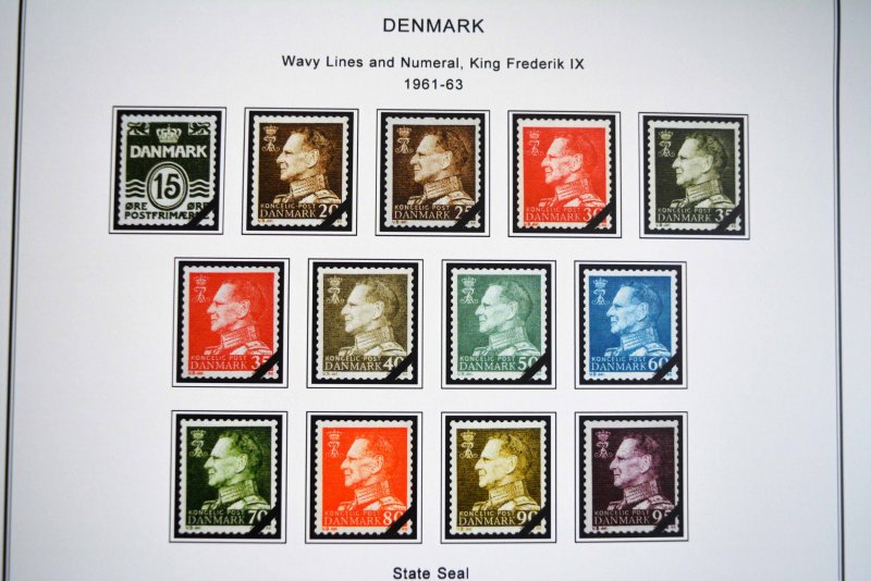 COLOR PRINTED DENMARK 1851-2010 STAMP ALBUM PAGES (186 illustrated pages)