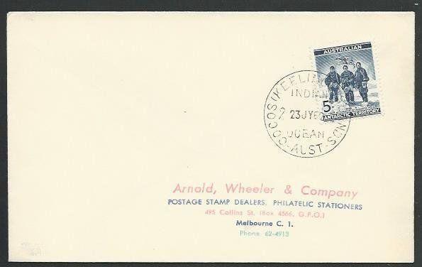 COCOS IS 1962 cover Australian Antarctic 5d franking.......................58649