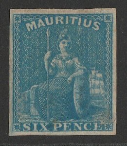 MAURITIUS 1859 Britannia 6d blue, imperf. SG 32 cat £800.