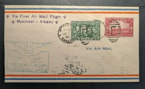 1928 Montreal Canada First Flight Air Mail Cover to Albany New York USA