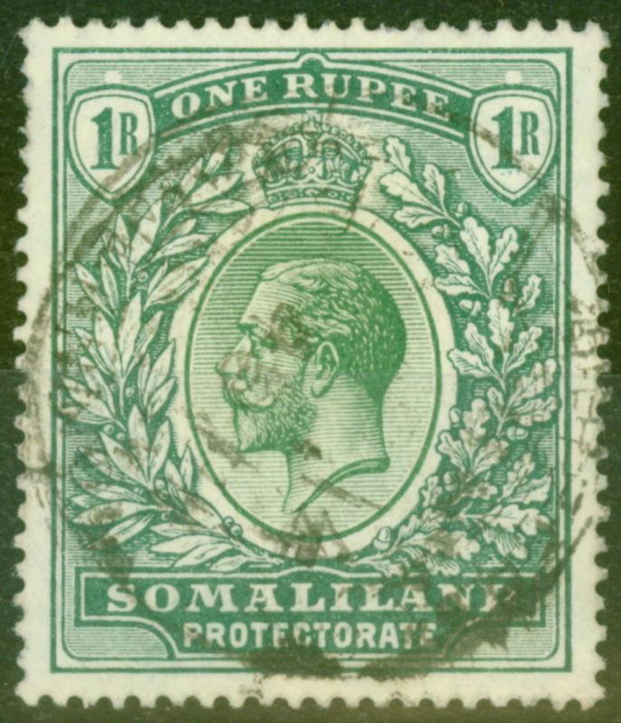 Somaliland 1912 1R Green SG69 Fine Used Good Vivid Colour