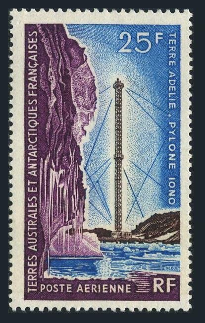 FSAT C12, MNH. Michel 37. Ionospheric Research Pylon, Adelie Land, 1966.