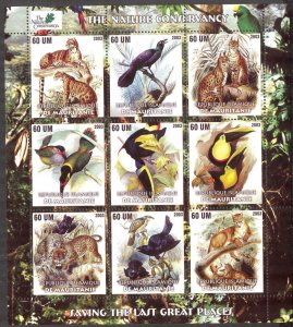 Mauritania 2003 The Nature Conservancy Birds Wild Cats Sheet MNH Private