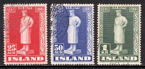 Iceland - Scott #237-239 - Used - Unevenness #239, a few toning spots - SCV $15