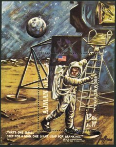 Ajman 469 Bl.152A Michel,MNH. Apollo 11.Moon landing,1969.