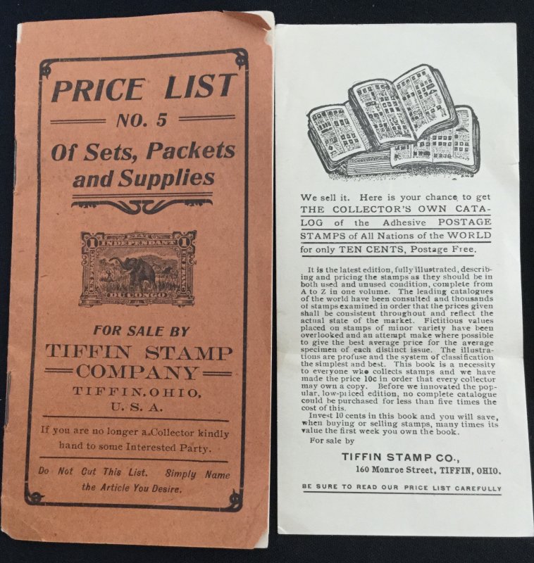 Tiffin Stamp Company Price List No 5 circa 1905 9 pages