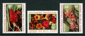 French POLYNESIA 1971 Lovely Flowers (3v Cpt) VF MNH CV$14+