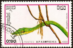 Cambodia 907 - Cto - 80c Common Vine Snake (1988)