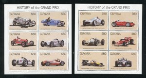 Guyana 3337-3338 Grand Prix Racing Cars Stamp Sheets MNH 1998