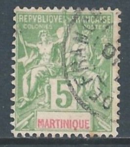 Martinique #37 Used 5c Navigation & Commerce - Yellow Green