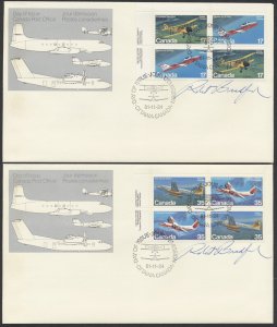 1981 #903-6 Canadian Aircraft FDCs Plate Blocks Signed by Artist Robert Bradford